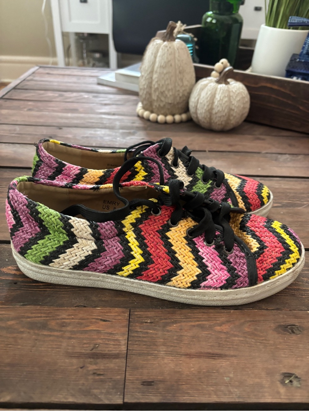 Shoe Dazzle Multi-Color Chevron Slip-On Sneakers